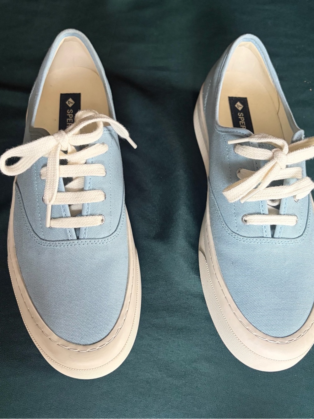 Sperry Light Blue Canvas Lace-Up Sneakers with White Soles